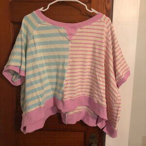 Peach Love California Pastel Striped Short Sleeve Top